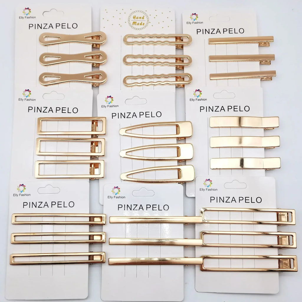 3pcs/set Korean Simple Metal Hairpins for Women Hollow Out Bangs Side Clip Gold Color Hairgrip Broken Hair Styling Accessories Quake
