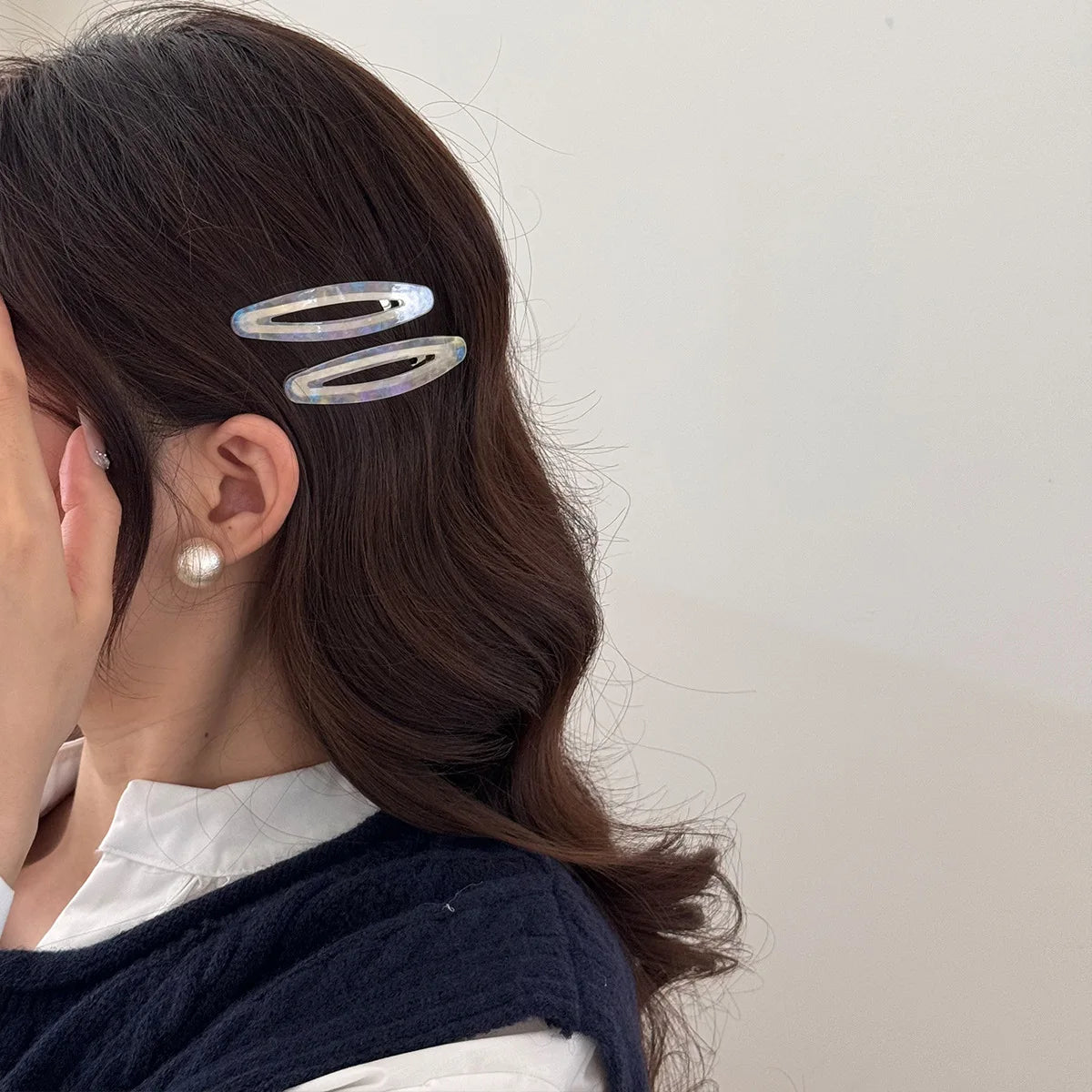 Women Girls Hair Edge Clip Korean Simple BB Hairpin Oval Acetic Acid Clip Sweet Bangs Side Hairpin Head Styling Accessories New Quake
