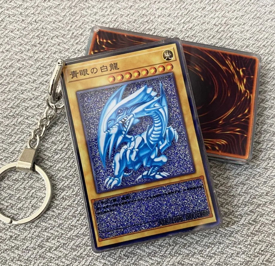 Hot Yu-Gi-Oh! Stardust Dragon Blue-Eyes White Dragon Mind Crush Sand Keychain Glitter Flow Motion Card Holder Collectible Gift Quake sku4