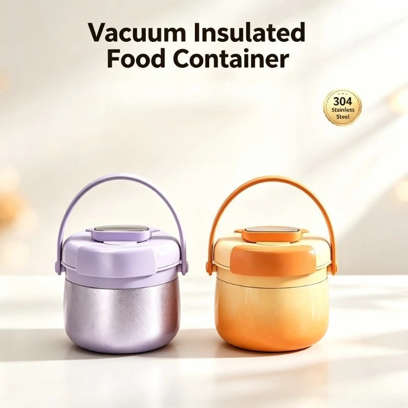 1PC 304 Stainless Steel Insulated Food Bucket Super Long Warm Retention Portable Bento Box for Work and School Lunc Quake