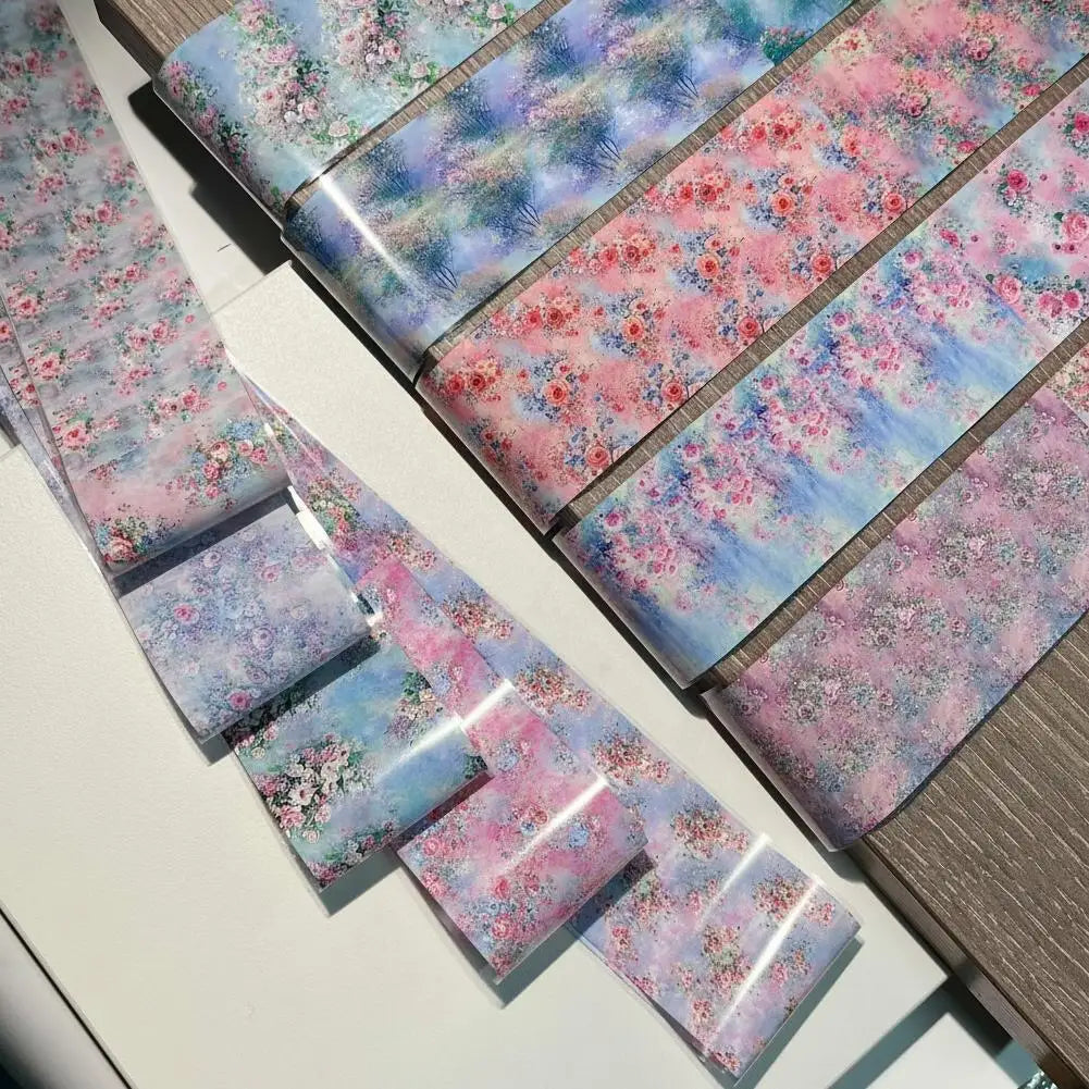 10 Rolls Flower Nail Foil Nails Art Design Stickers Decals Holographic Foils Paper Starry Sky Star Transfer Foil Nail Decoration Quake