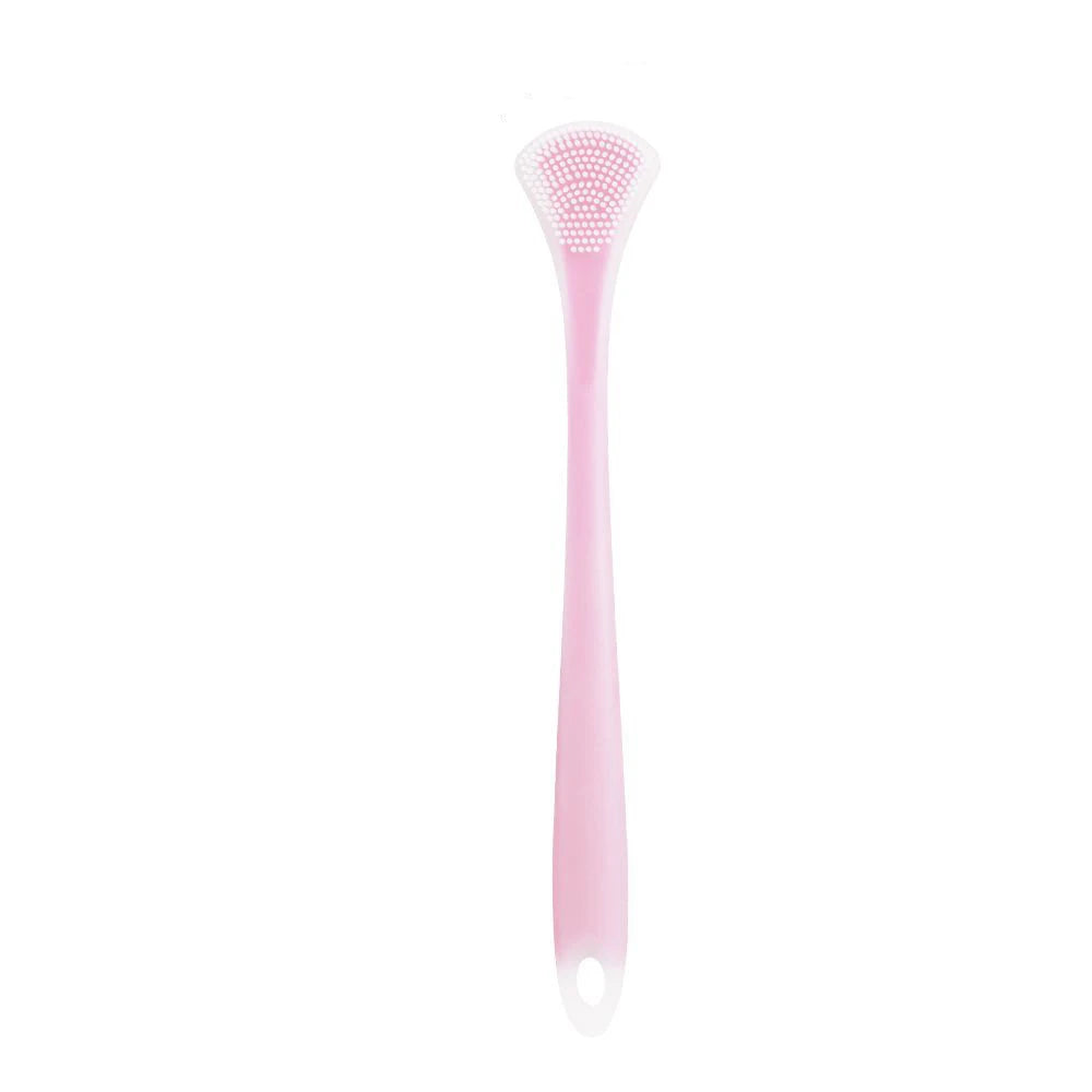 vvocci Silicone Tongue Scraper Tongue Double-sided Cleaner Fresh Breath Massage Tongue Cleaner Oral Cleaning Care Tool Quake M519 1PCS Pink