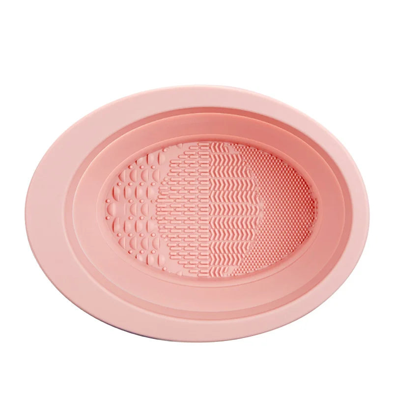 Makeup Brush Cleaner Cleaning Bowl Brush Tool Set Thorough Cleaning Without Hurting Bristles Wet & Dry Powder Puff Dry Cleaner Quake GJ07-Pink