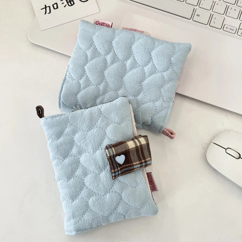 Stitched Heart Notebook Cover with Metal Binder Rings Spine and Top Loop, Slide-On Fitting, and Foldable Fabric K1KF Quake