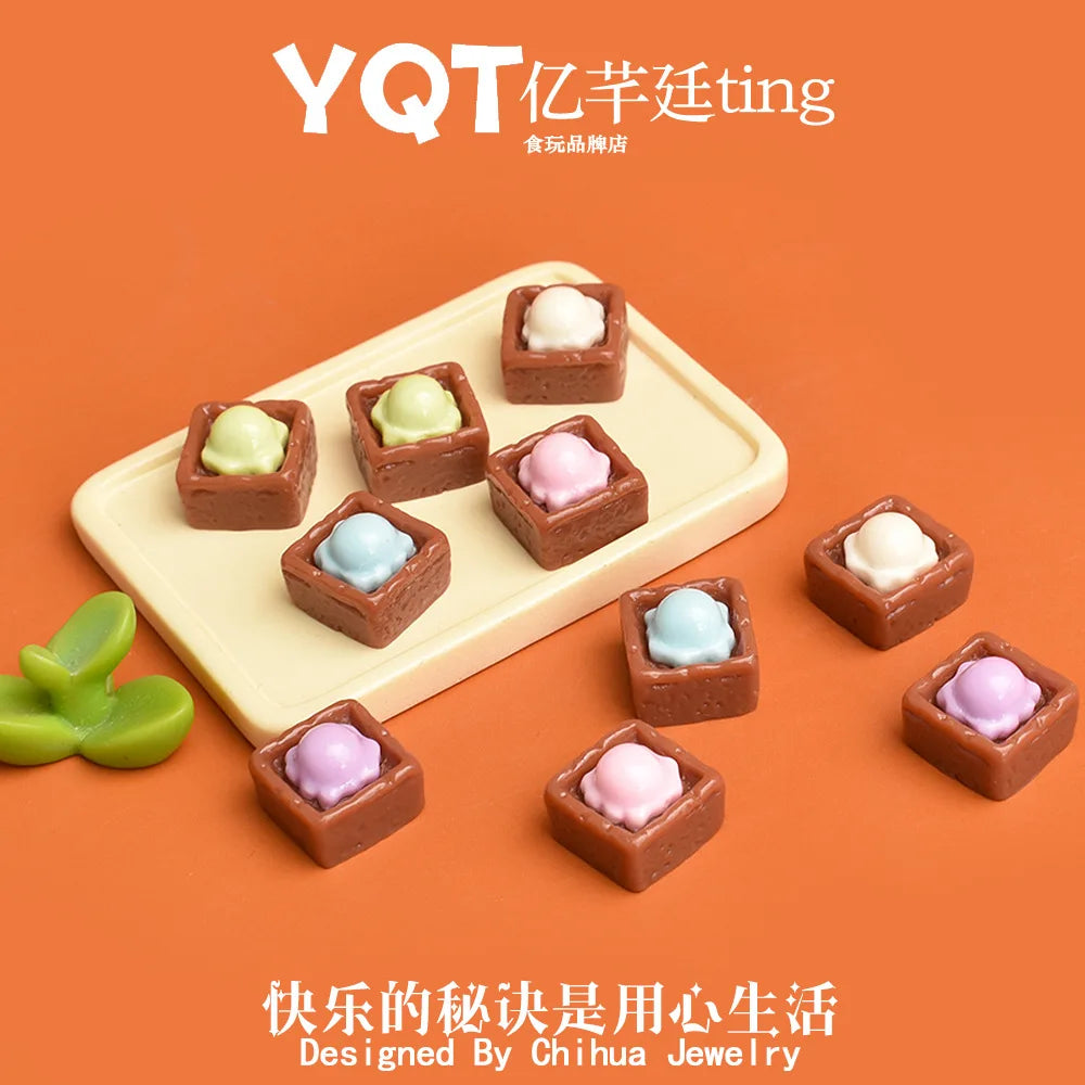 30Pcs Simulation Mini Bread Ice Cream Ball Resin Crafts Kawaii Cabochon Fake Food Scrapbook DIY Dollhouse Decoration Accessories Quake