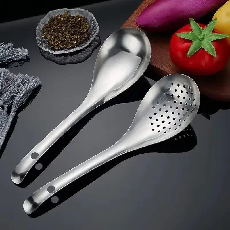 Thickened Stainless Steel Slotted Spoon Kitchen Colander Skimmer Spoon for Noodles Dumplings Frying Hot Pot Food Strainer Ladle Quake