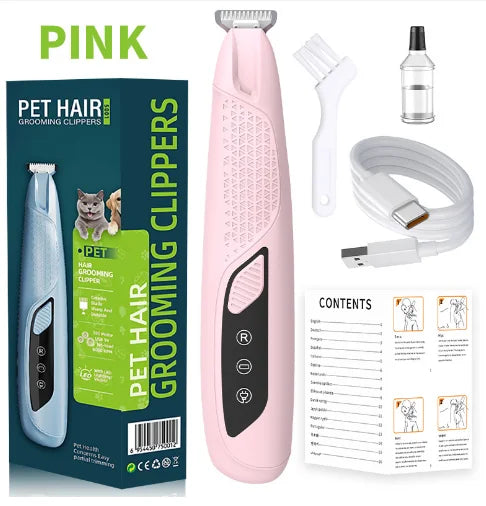 Multi Color Rechargeable Pet Clipper - LED Light Portable Electric Trimmer, Safe for Cats and Dogs’ Paw Foot Ear Eye Grooming Quake XS pink B13623C