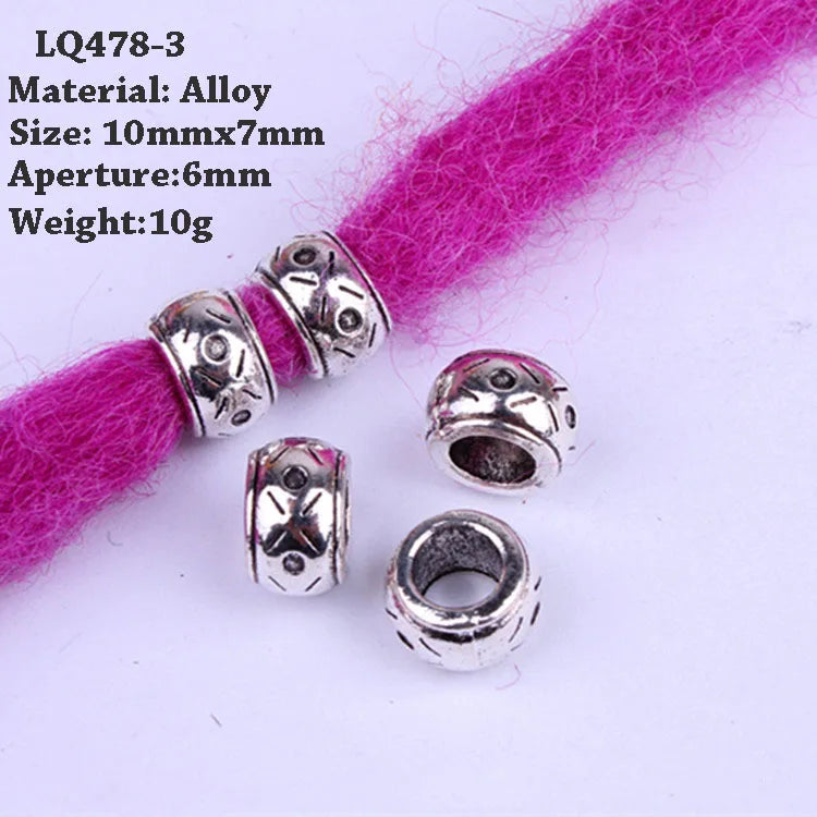 5-Piece Dreadlock Braid Beads Rings – Silver & Gold Hair Accessories
