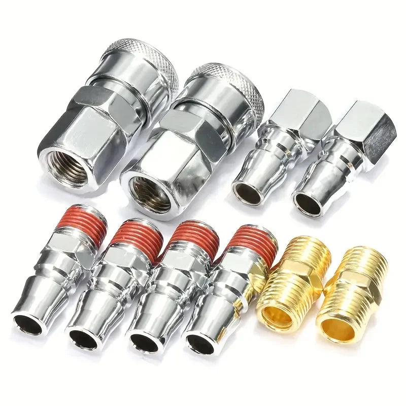 10pcs Quick Coupler Set 1/4'' Air Hose Connector Fittings for Air Tools Quake Quick couplings
