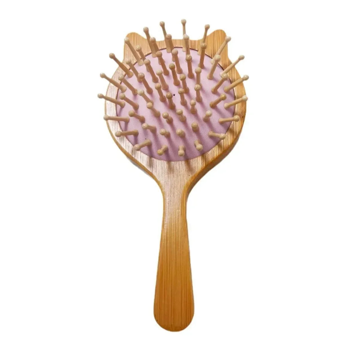 1pc Air Cushion Wood Scalp Massage Hair Comb Cute Cartoon Small Portable Combs Women Girls Bamboo Sandalwood Hair Styling Tools Quake Pink