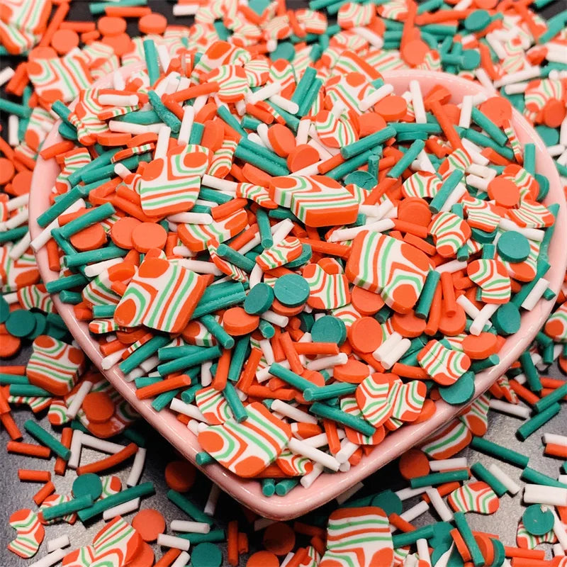 Pink Christmas Clay Slices Rhinestone Sprinkles 100g DIY Craft