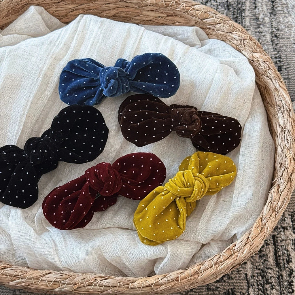 Velvet Polka Dot Bow Hair Clip Elegant Temperament Starry Sky Hair Clip Autumn and Winter Banana Clip Hair Styling Accessories Quake