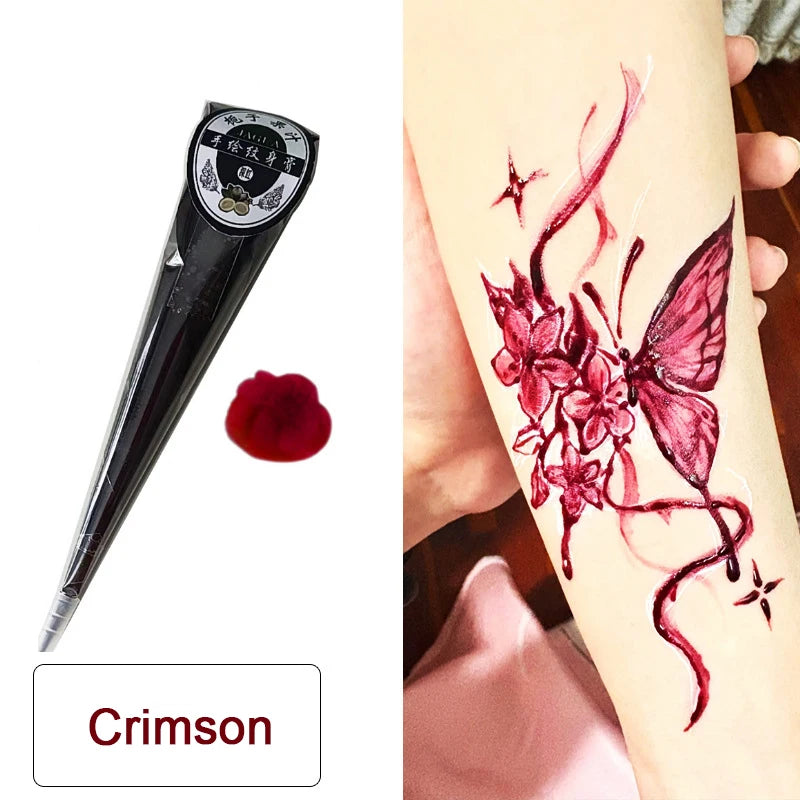 Temporary Cream Semi-Hand-Painted Cream Tattoo Cream Smear Tattoo Color Material India Painting Color DIY Tattoo Cone Body Art Quake crimson