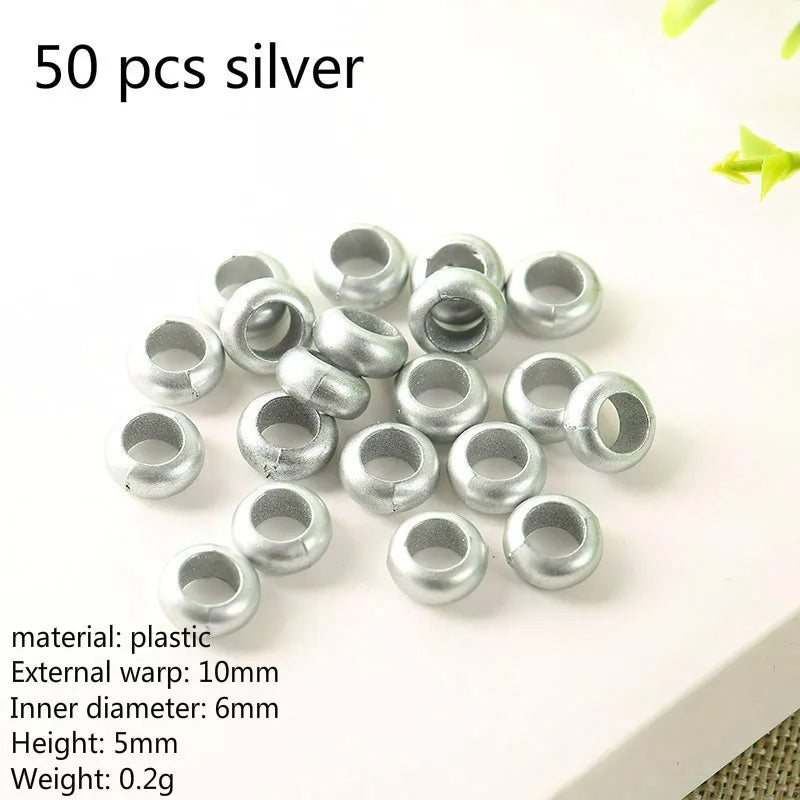 50 Pcs/set Opening Hair Ring Braid Bead Dreadlock Metal/Gold/Silver Clip Braid for African Braided Braids Decorative Accessories Quake NO.6