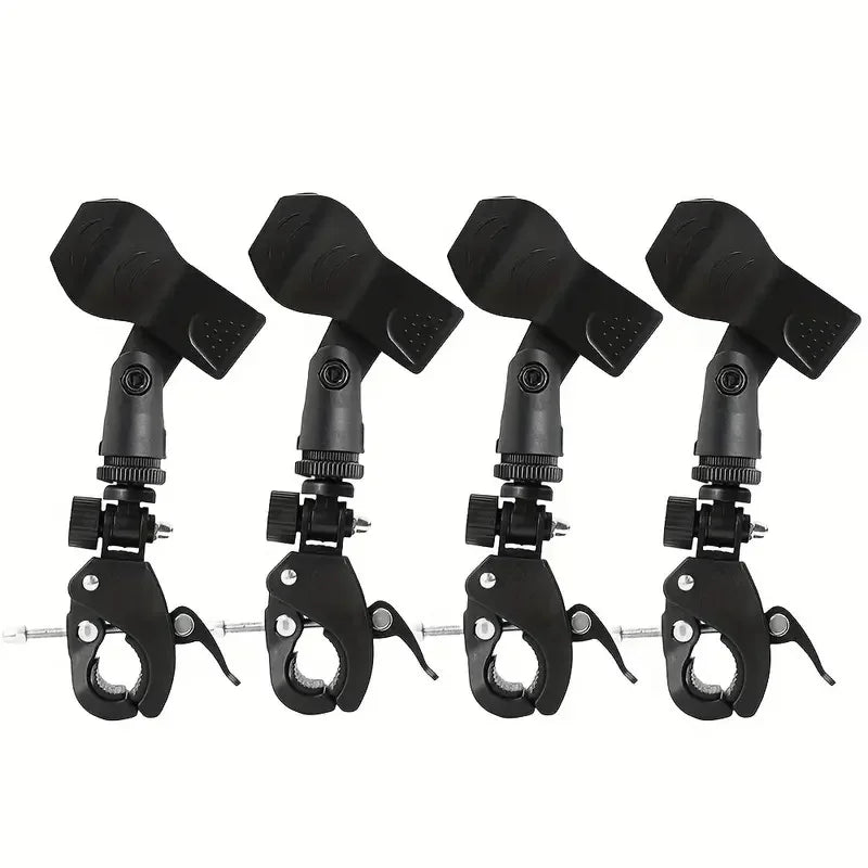 2/4pcs Adjustable Microphone Crab Clamp Mount for Mic Stand & Drum Rim - 5/8" to 3/8" Thread,Secure Grip for Wired/Wireless Mic Quake 4pcs
