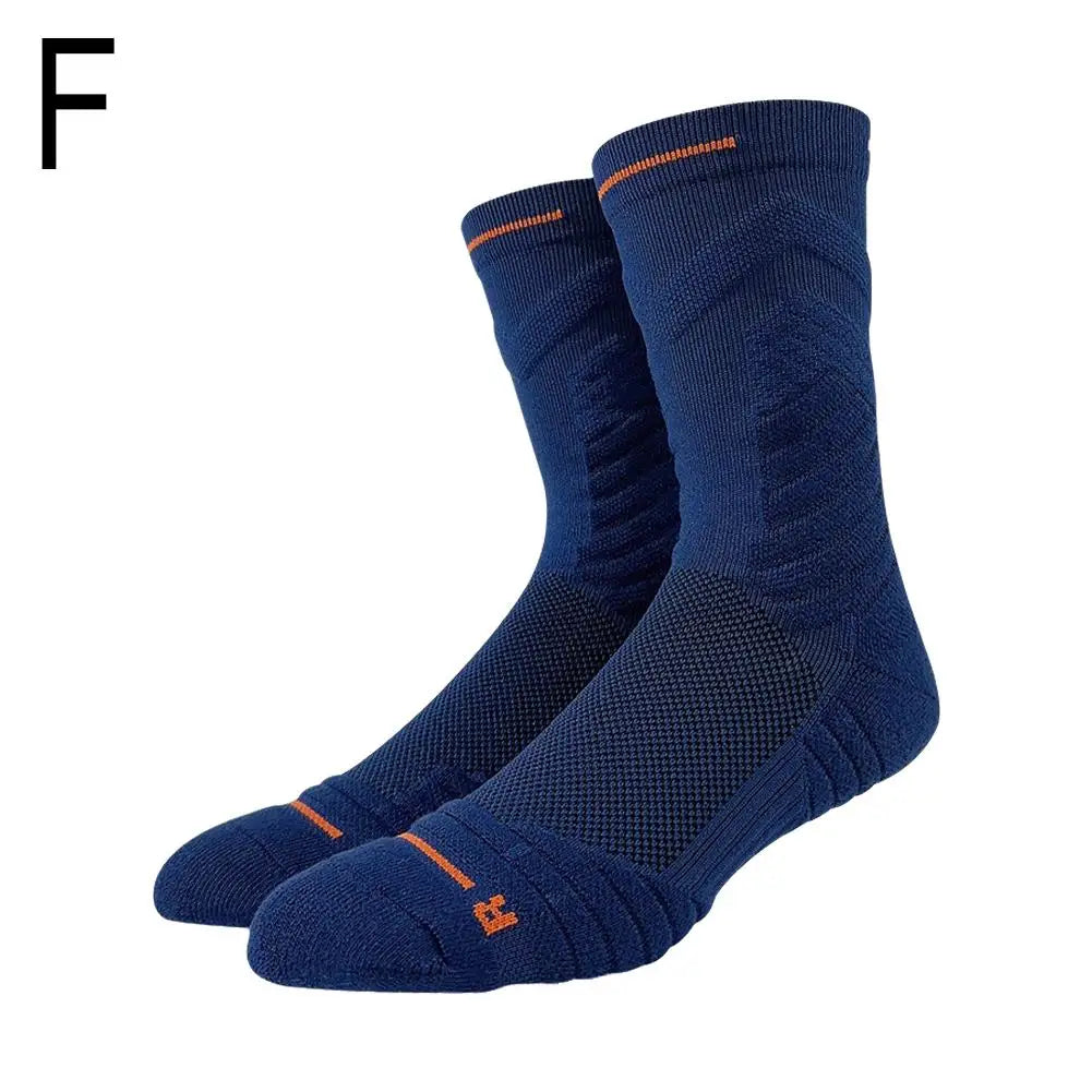 Basketball Socks Bullfighting 2.0 Men High Top Sports Towel Bottom Actual Combat Professional Long Tube Thick Running Socks Quake navy blue