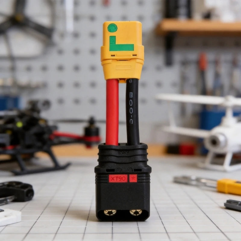 Battery Connectors Adapter Cable for XT90 and QS8 Setups, AntiSpark Design and Preassembled Construction for Matching K1KF Quake CN