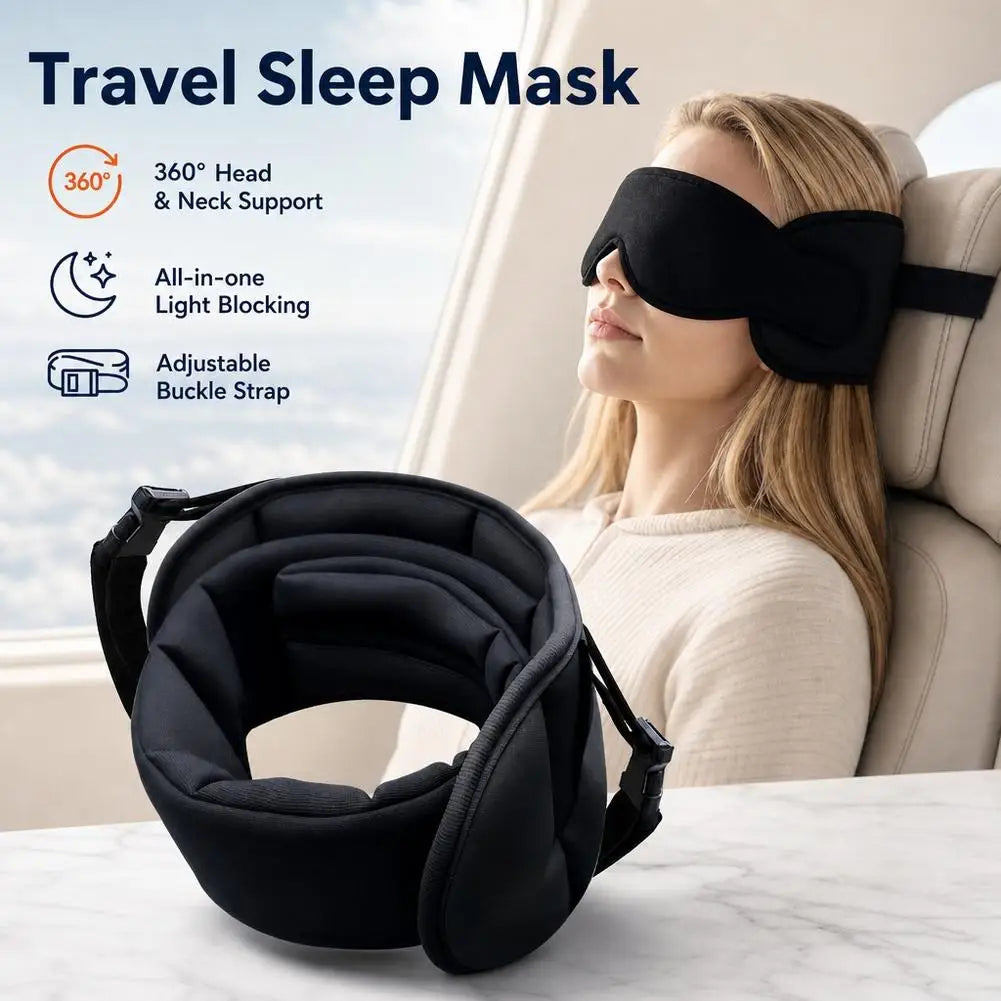 3D Contoured Travel Pillow 100% Blackout Zero Eye Pressure Sleeping Mask Soft Adjustable Travel Accessories Airplane Quake