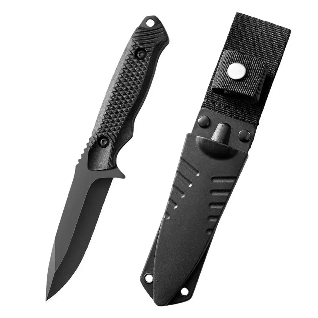 1pc stainless steel sheath pocket knife, high hardness knife, portable sheath peel knife outdoor barbecue knife Quake black