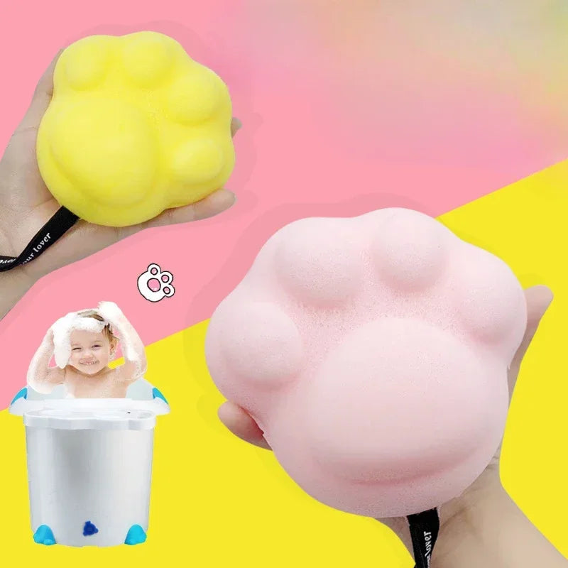 Cat Paw Shaped Shower Balls Scrubbing Dead Skin Remover Women Men Children Bath Sponge Bath PE Cartoon Body Washing Tools Quake
