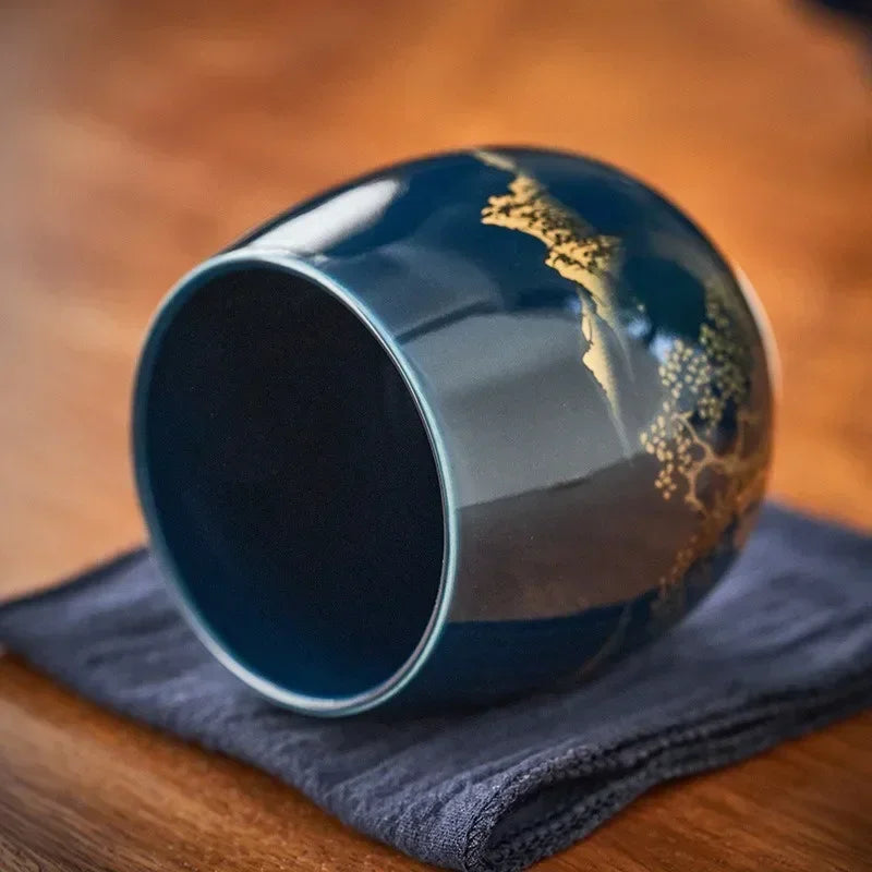 Ceramic Teacup Jilan Japanese-style Simple Master Cup Large Black Glaze Household Kung Fu Tea Set Single Cup Tea Cup Quake