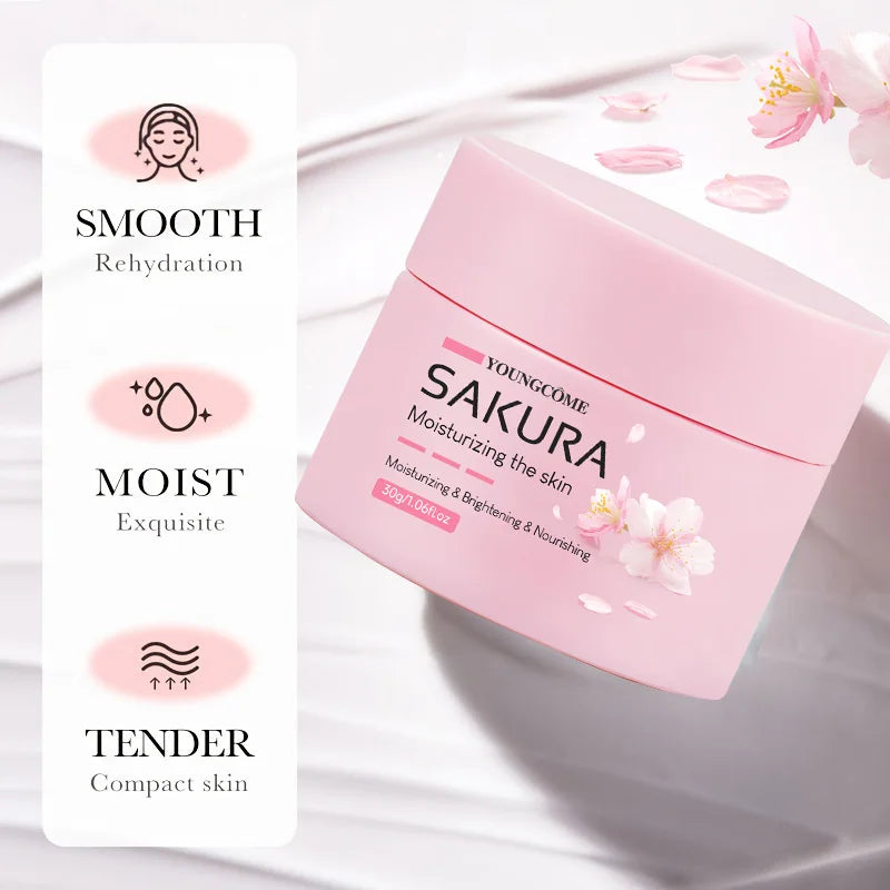 Sakura Essence Cream,Cherry Blossom Facial Moisturizer for Dry & Rough Skin,Intense Hydration,Skin Repair,Delicate & Tender Glow Quake