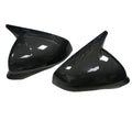 Self-Adhesive Stick On Horn Style Side Mirror Cover Trim For Seat Leon MK4 Cupra Formentor 2020-2024 Gloss Black Pair Quake Carbon