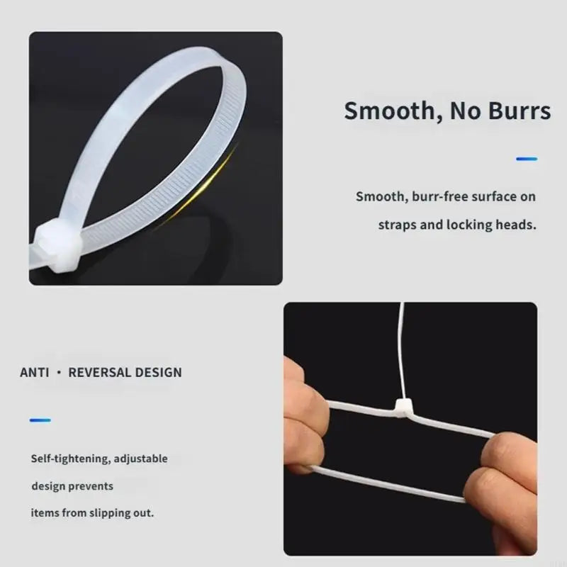 100Pcs Nylon Cable Ties Adjustment Cord Ties Straps Fastening Reusable Plastic Wire Ties For Home K1KF Quake