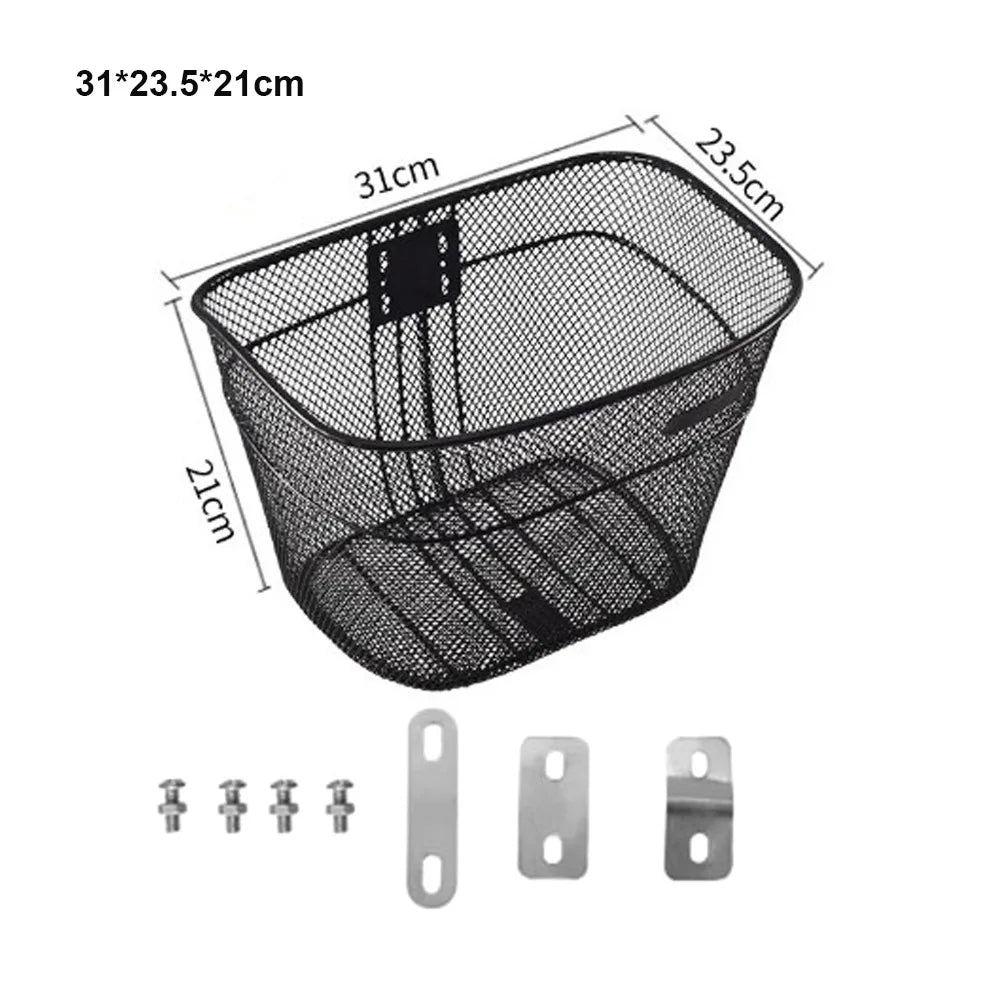 Easy To Install Bicycle Rear Basket Fixed Durable Adjustable Bike Rear Basket Metal Black/Silver Enlarged Bike Basket Quake 1