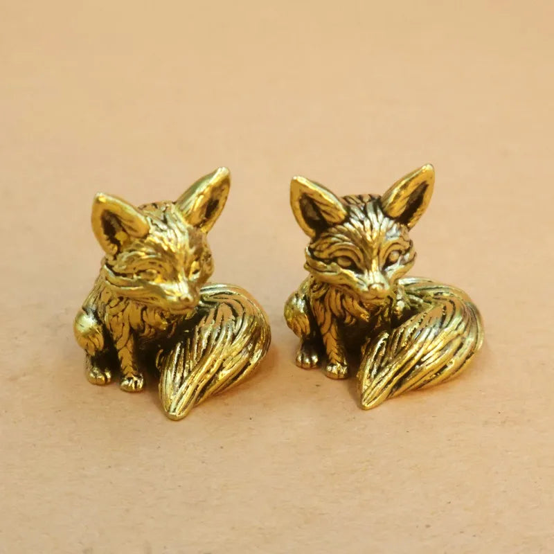 1pc mini Brass fox desktop ornament copper study desktop decoration creative gift crafts small ornament Quake