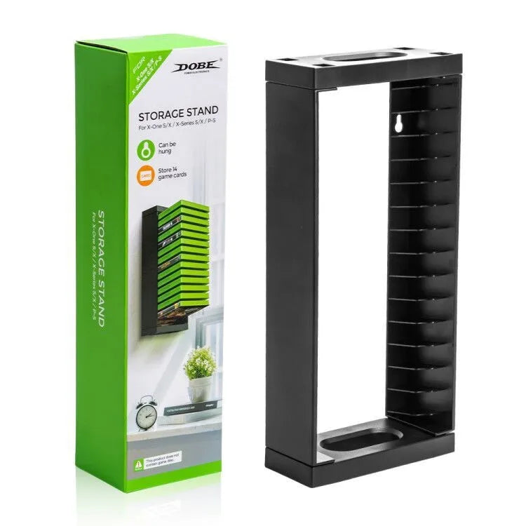 Game Disc Storage Rack, 14 Game Disks, Small Wall Mounted Games Storage Tower, Game CD Holder, Suitable for PS5, PS4, Xbox Quake black