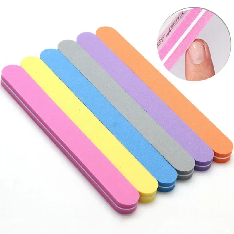 5pcs Double Side Nail Files Buffer Round Head Trimmer Nail Buffer Angle Nail Art Tools Buffing Washable Sponge Quake