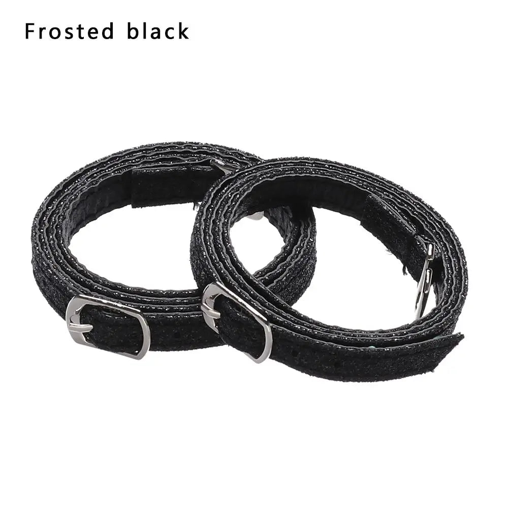 Adjustable Foot Care Accessories Shoe Lace Tie Anti-skid Straps Bundle Shoelace PU Leather Shoelace Ankle Shoe Belt Quake Frosted black