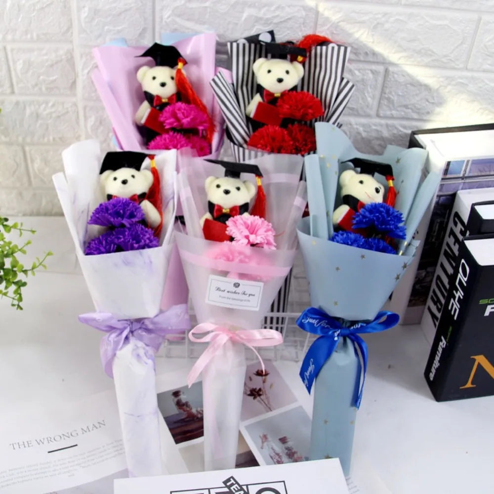 Sunflower Bear Bouquet Rose Plush Toy Sunflower Soap Flower Bouquet Decoration Graduation Gift Cartoon Lovely Bear Quake