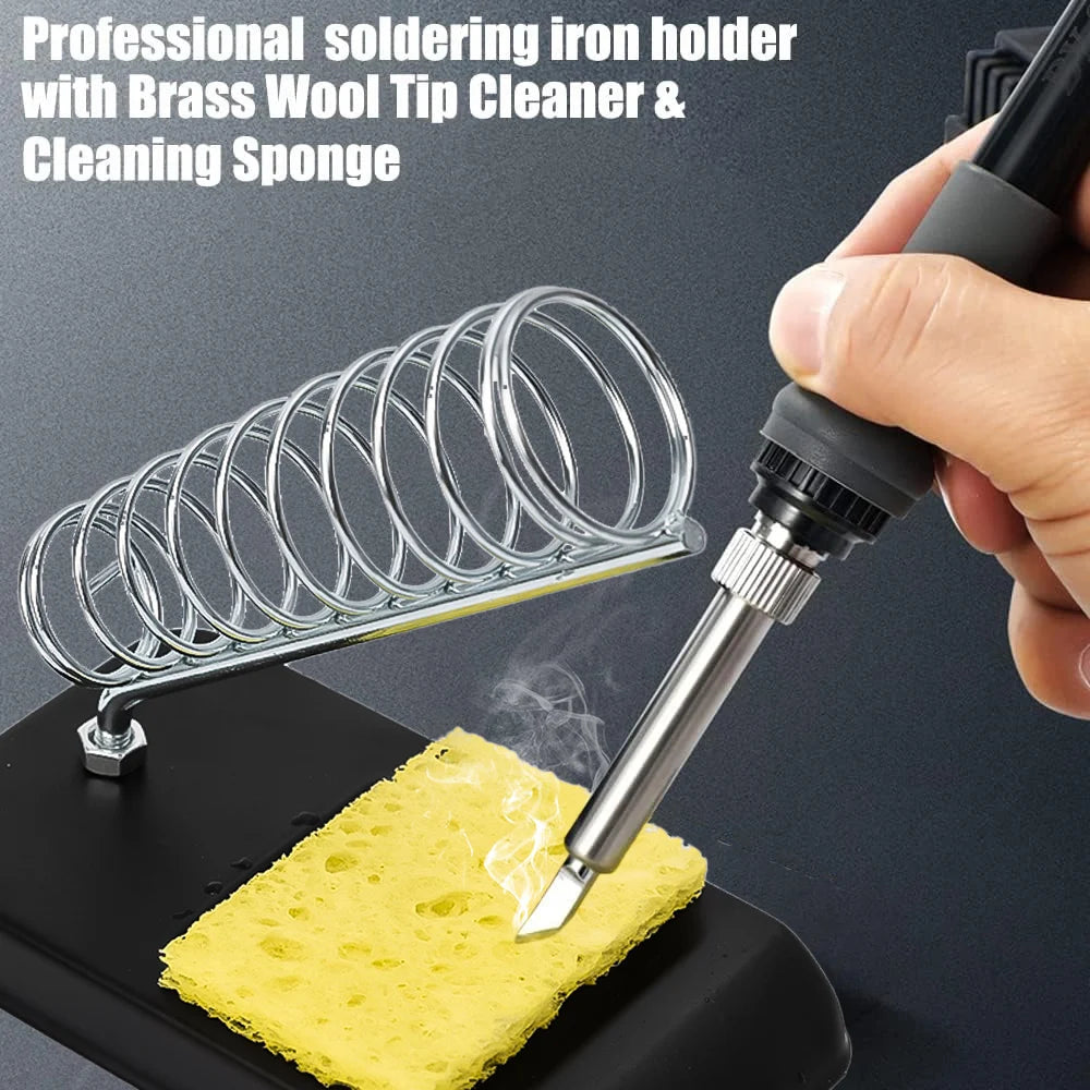 2/1PCS Universal Electric Soldering Iron Stand Holder with Welding Cleaning Sponge Pads Portable Soldering Iron Storage Rack Quake