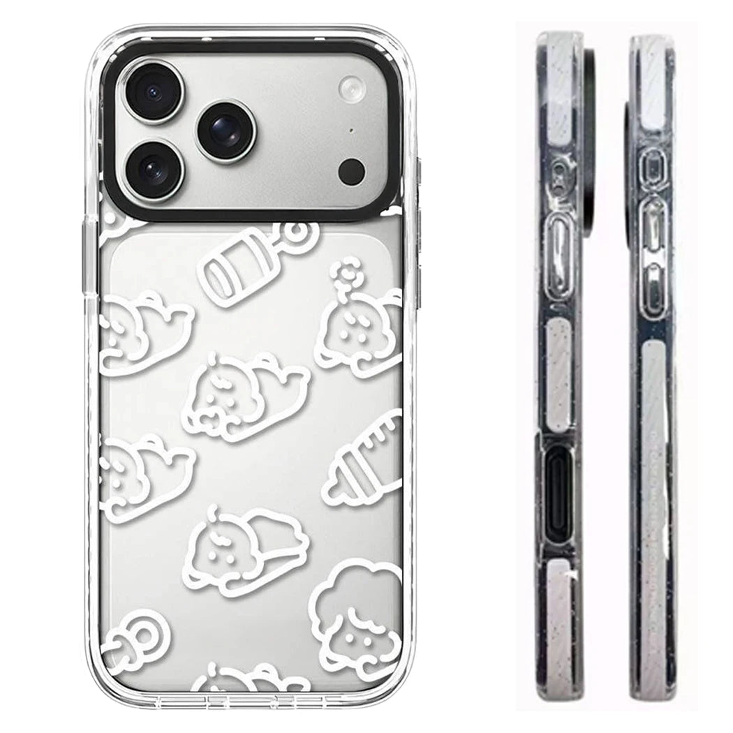 6090674 White Border Magnetic Phone Case Cover for IPhone 13 14 15 16 17 18 Pro Max Case Quake