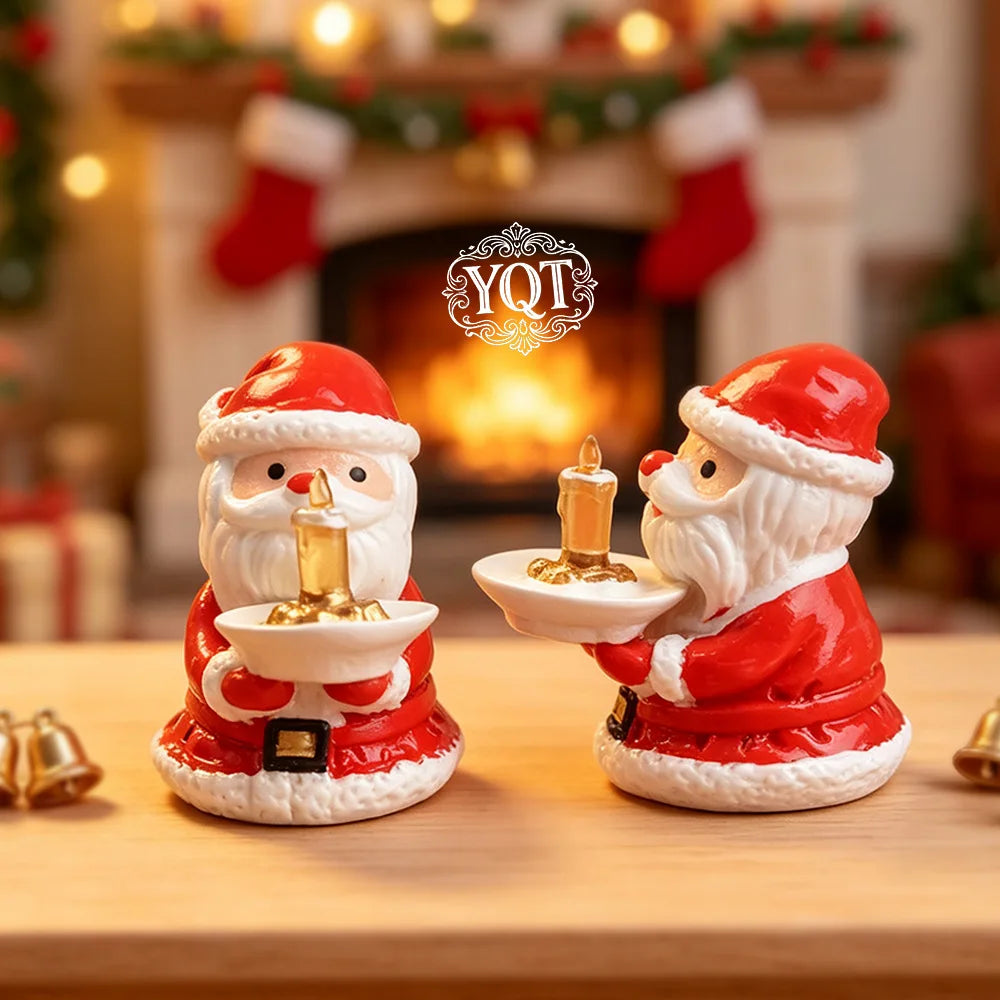10pcs Christmas Santa Claus Candlestick Flatback Resin For Decor Miniature Food Play Ornament DIY Micro Landscape Accessories Quake