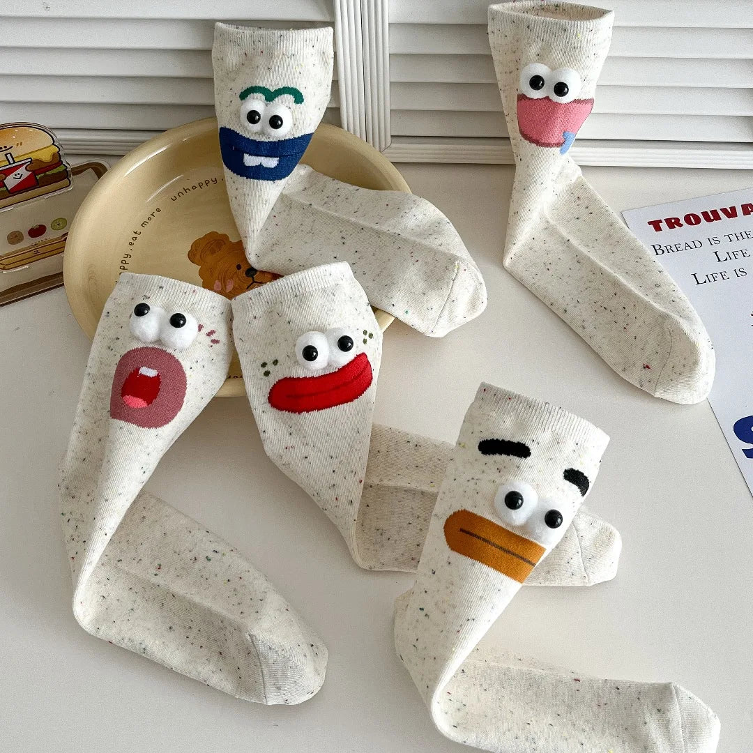 Funny Expression Women's Socks Spring Summer School Students Wearing Cute Cartoon Big Eyes Men Socks Friends Birthday Gifts Quake