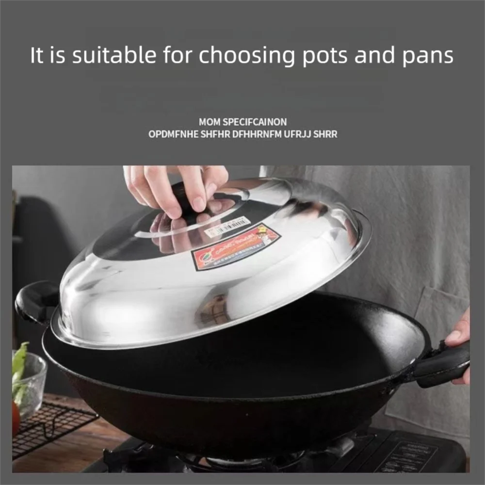 28/32/36/40cm Stainless Steel Pot Cover Universal Cookware Parts Cooking Pot Wok Lid with Knob Frying Pan Cover Quake
