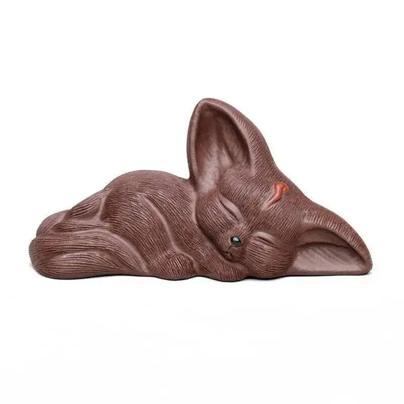 Zisha Tea Pet Fox Ornament Nine-tailed Spirit Fox Sculpture Creative Tea Tray Decoration Accessories Tea Set Quake