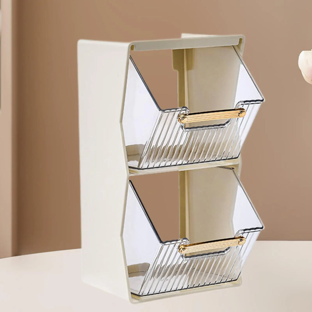 Tea Bag Organizer Large-capacity Versatile Space-saving 2 Layer Detachable Display Box Makeup Organizer for Pantry Lipstick Home Quake