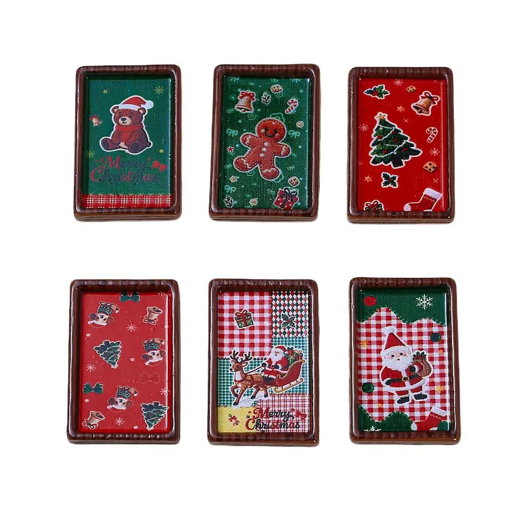 10Pcs New Christmas Plate Flatback Resin Cabochon Scrapbooking Crafts DIY Fake Food Play Dollhouse Accessories Holiday Decor Quake