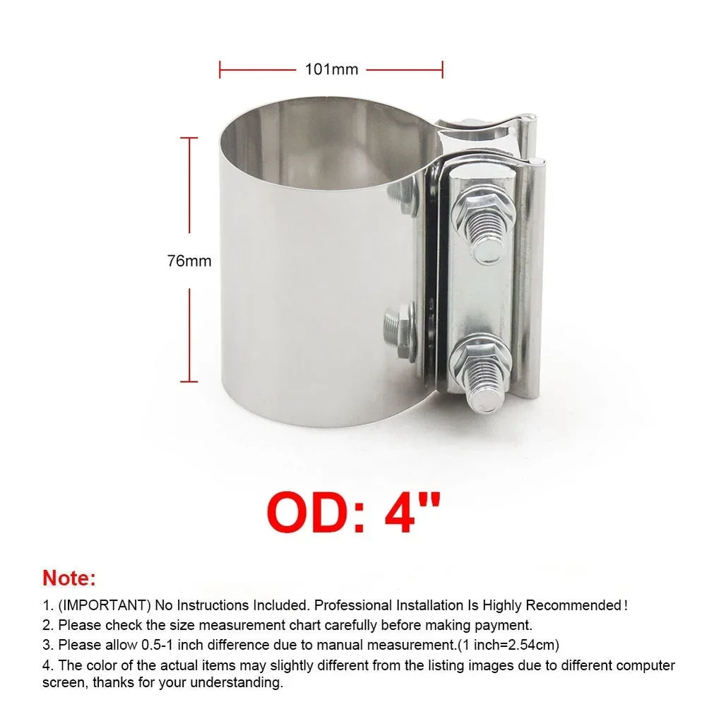 Stainless Steel Exhaust Clamp 2 2.25 2.5 3 4 Inch Muffler Tail Pipe Coupler Band For Car Truck SUV Auto Repair Tool Quake