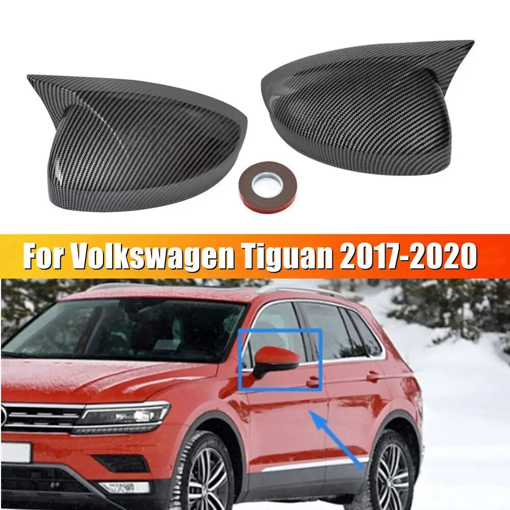 For Volkswagen Tiguan 2017-2020 Car Sticker Rearview Side Mirror Cover Wing Cap Exterior Door Rear View Case Trim Carbon Fiber Quake