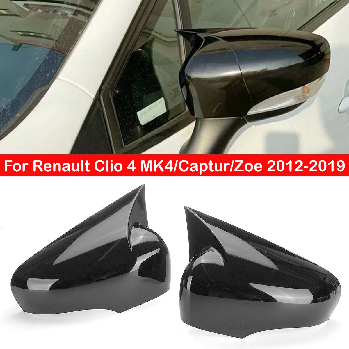 For Renault Clio 4 MK4/Captur/Zoe 2012-2019 Car Rearview Side Mirror Cover Wing Cap Sticker Exterior Door Case Trim Carbon Fiber Quake