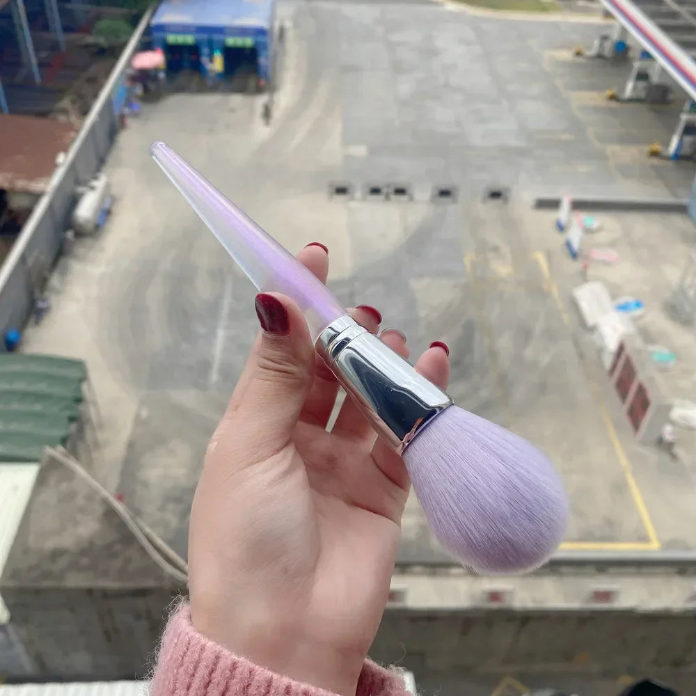 10pcs Crystal Handle Purple Makeup Brush with Makeup Bag Eye Shadow Loose Powder Foundation Sculpting Highlighter Eyebrow Brush Quake