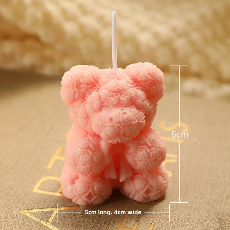 Rose Bear Home Fragrance Premium Atmosphere Birthday Gift Aromatherapy Candles Quake S Pink