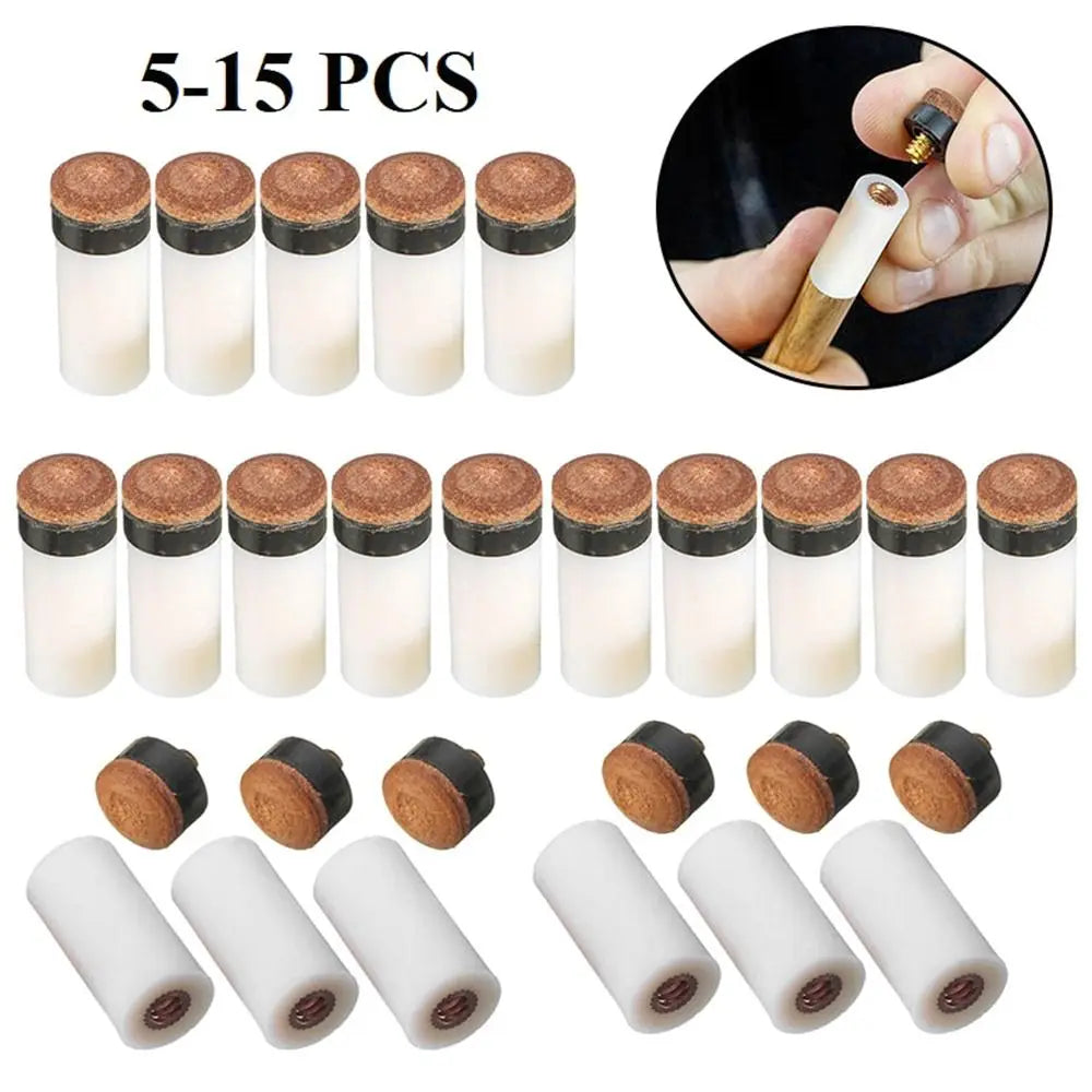 5Pcs/Pack 10/11/12/13mm Billiard Replacement Set Pool Cue Tips Pool Billiard Cue Stick Ferrules Screw-On Tips for Snooker Quake