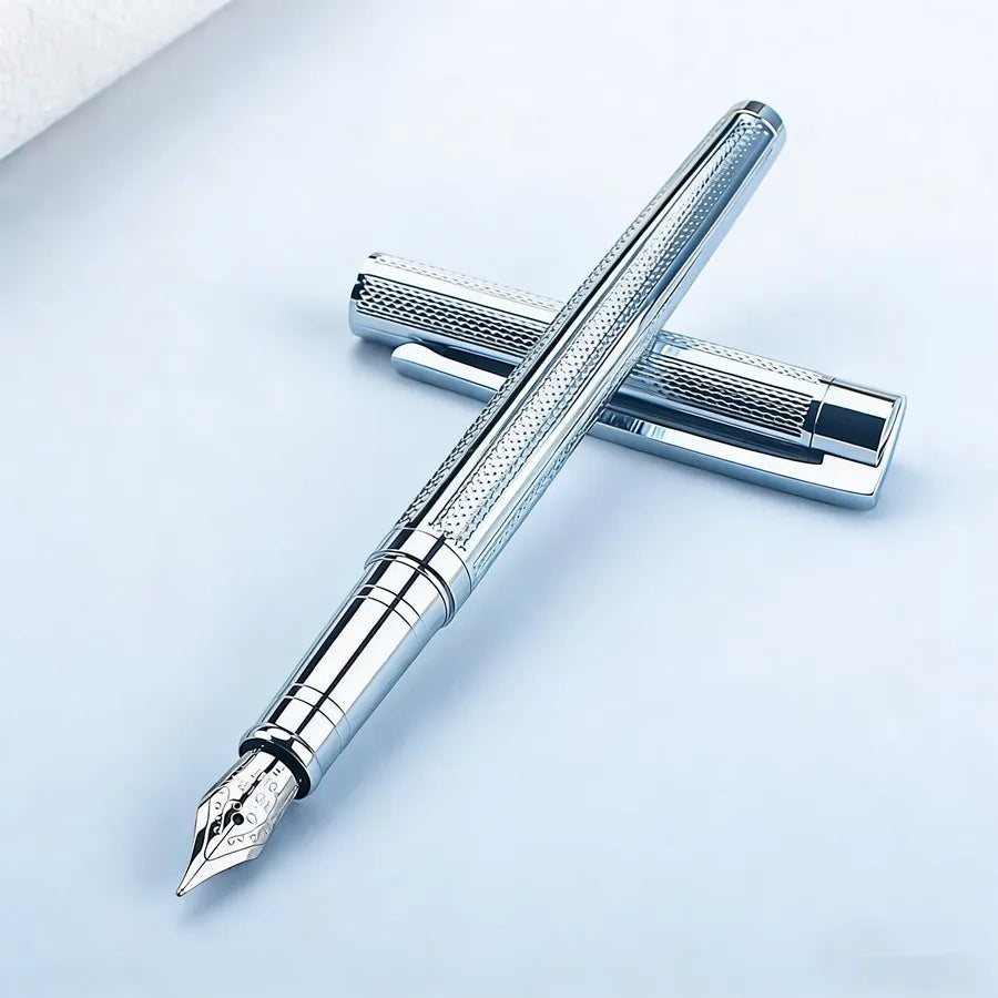 Jinhao 126 Metal Fountain Pen Silver Carved Business Signature Pen for Office Writing Quake 126-0.5MM 1