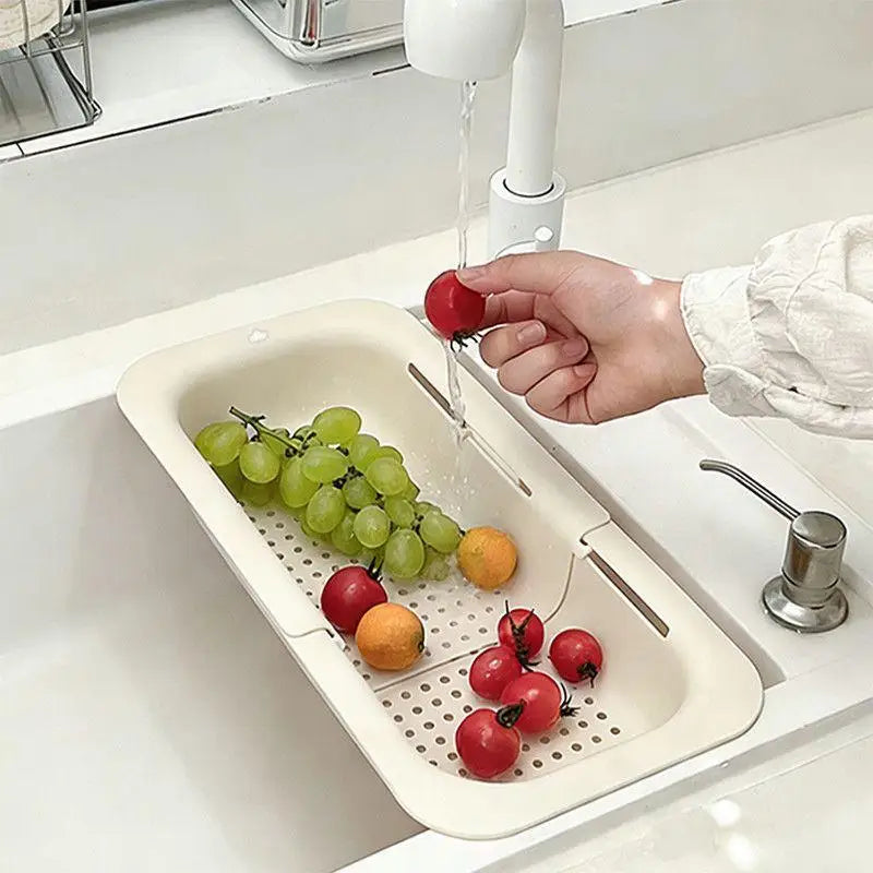 1Pcs Telescopic Sink Drain Basket Plastic Kitchen Sink Storage Basket Quake White